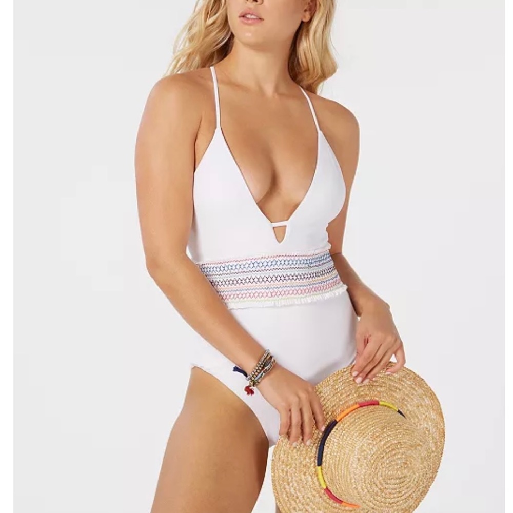 Bar III Smocked One Piece Swimsuit Size L, NWT